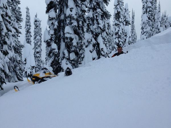 Not even the 2.5 inch paddle can keep you from sinking in the bc pow