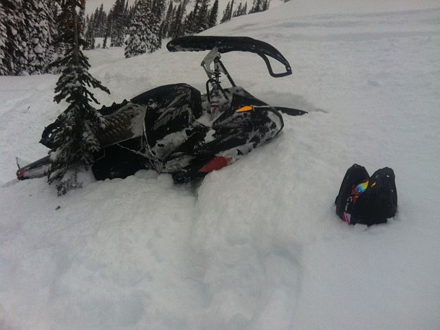 Sidehilling until slipping on rocks occurred 