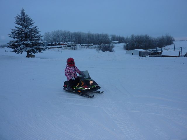 Near Greenwater Park at New Years. This is our grandaughter on a Kitty Cat.