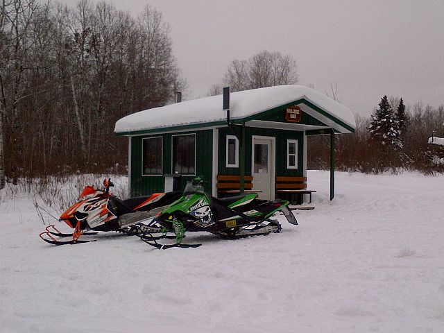 Warming up at the shelter.