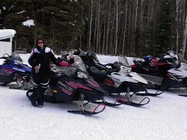 Sledding near Hudson Bay Saskatchewan February 2013.  Stopping at a warm up shack 