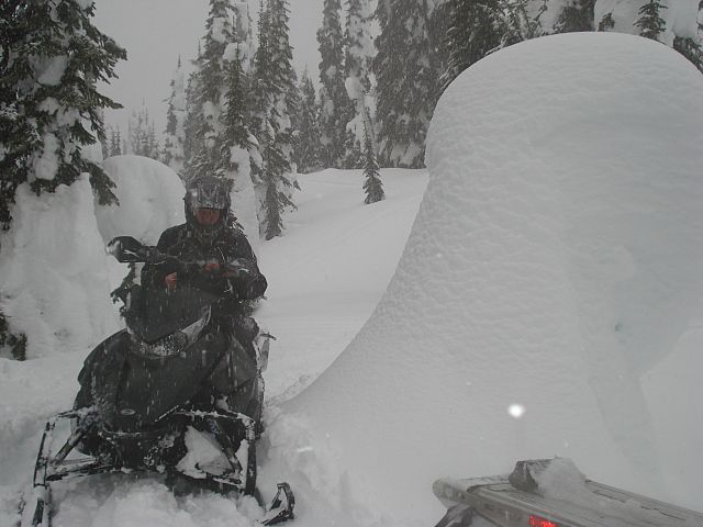 My father beside what I was calling a " Snow-Mushroom".