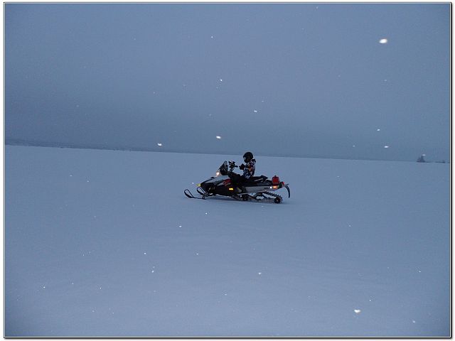 On the Lake with light snowfall
