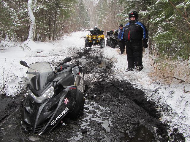 He fell through the ice and needed us to tow him out with our quads.
