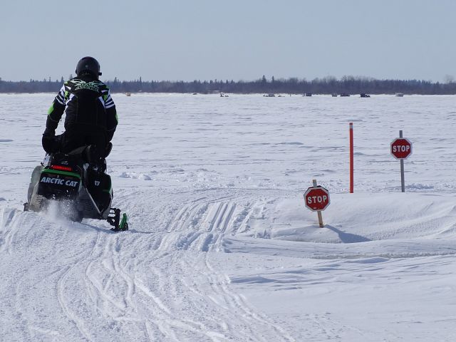 On the other side. Crossing where the groomer can't go. Not far to Gimili from here.
