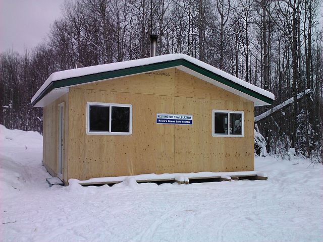 The brand new replacement Rosie's Round Lake shelter just before the derby. Old one had burnt