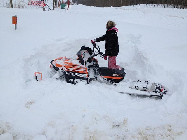 Girlfriend stuck in the fresh deep snow 