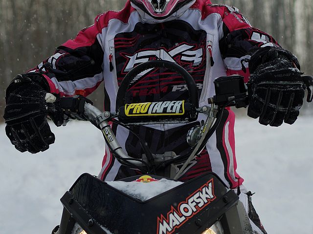 Taking a breather after riding the assault for her first time in the deep stuff!