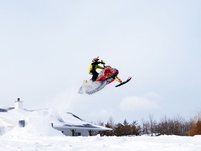 Cayden hitting the little kicker he built in his yard