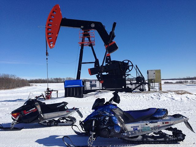 Sledding down in oil country!