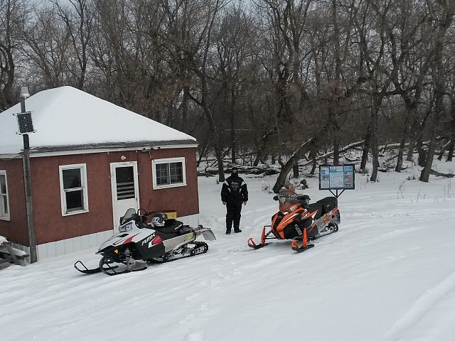 Enjoying a ride on a groomed trail