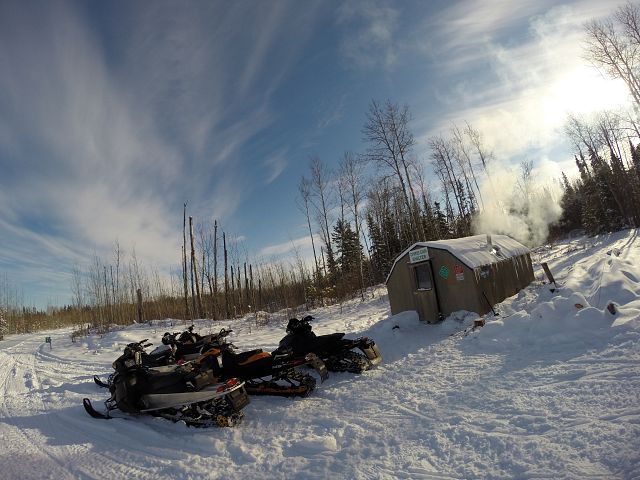 Warm shack on a cold day.