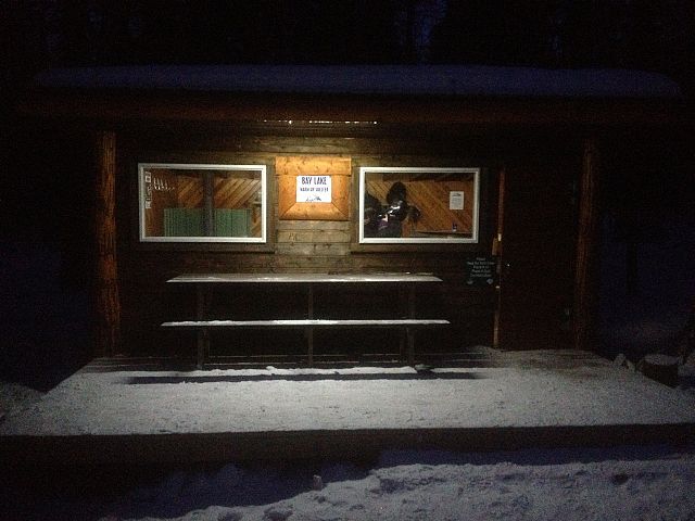 Night shot at the Baylake Shelter 