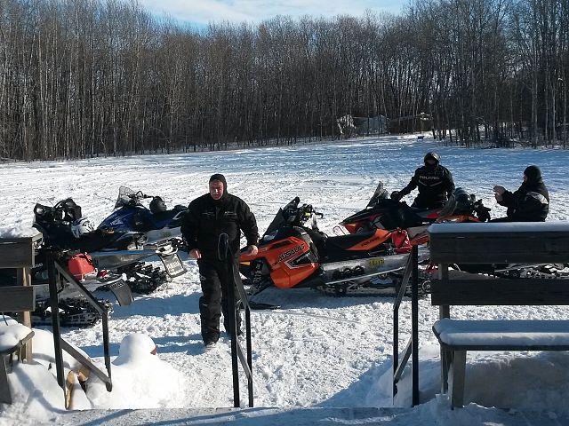 Taking a break at a great cabin.