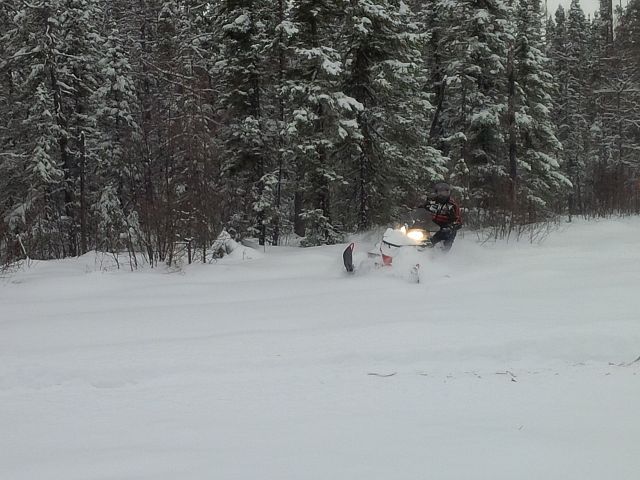 Marcel Dalpe Taking Advantage of some fresh powder north of Ruby Lake Hudson Bay 