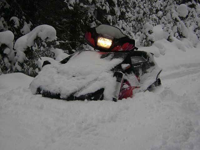 Vintage sled in fresh snow