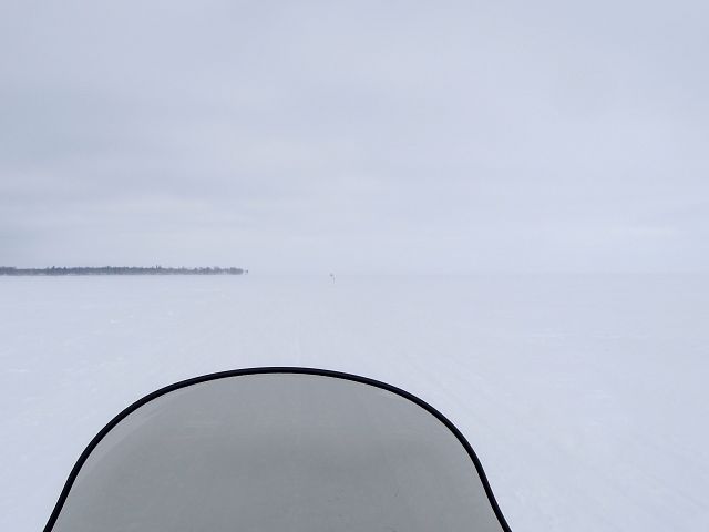 Blowing snow causing reduce vision make us that much more thankful to the volunteers who work hard putting up all those stakes along the lake trails.