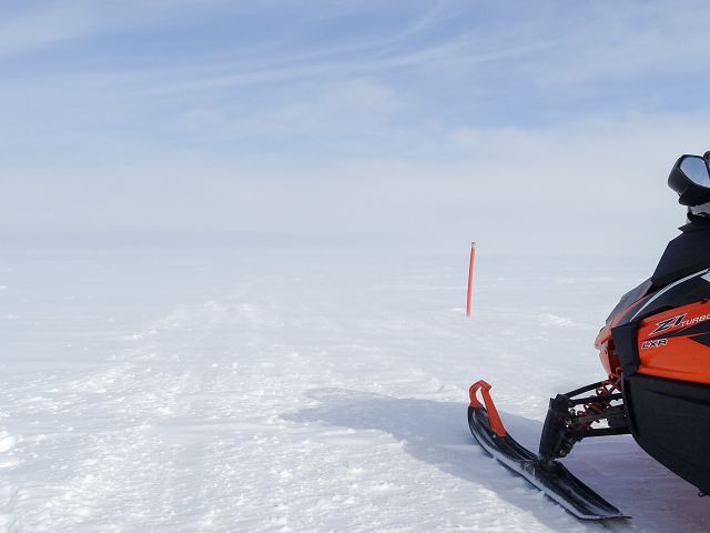 The wind was blowing so hard we couldn't see the next post to guide us across.Interlake Snow Trackers Trail 305