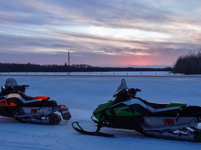 Enjoying the sunset along Interlake Snow Trackers Trail 301