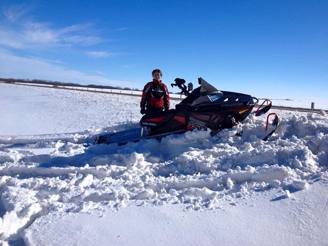 Took his mom's sled and did this!