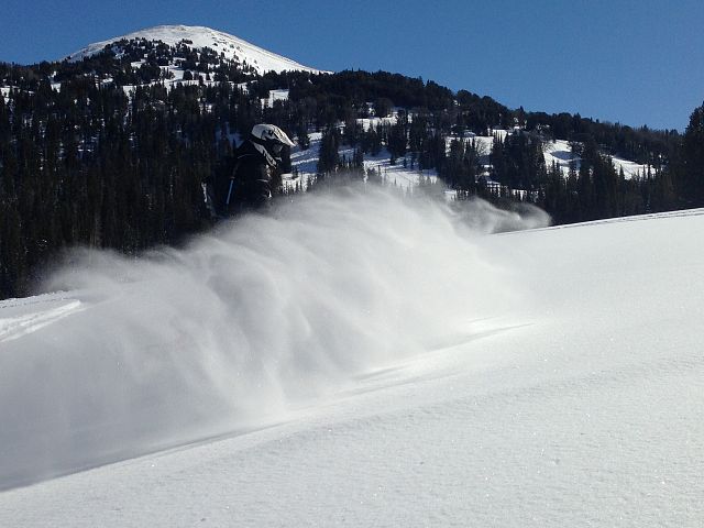 "Riding the snow cloud"