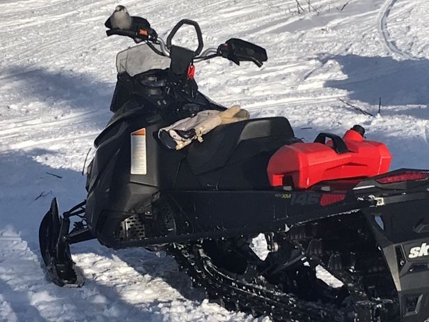 Grey Jay sitting on my sled while I was in warm up shack