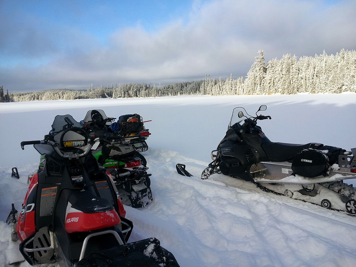 Mclure Lake in Northern Sask. First snowmobiles on the lake this season.