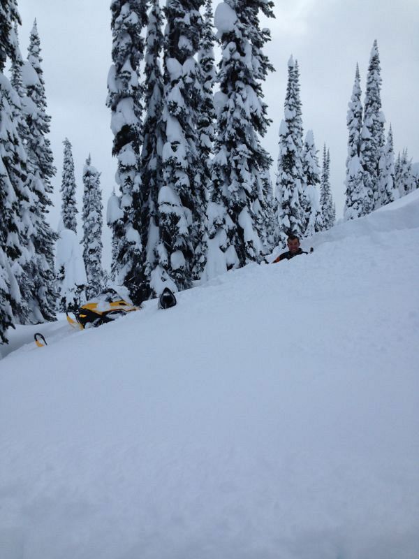 Not even the 2.5 inch paddle can keep you from sinking in the bc pow
