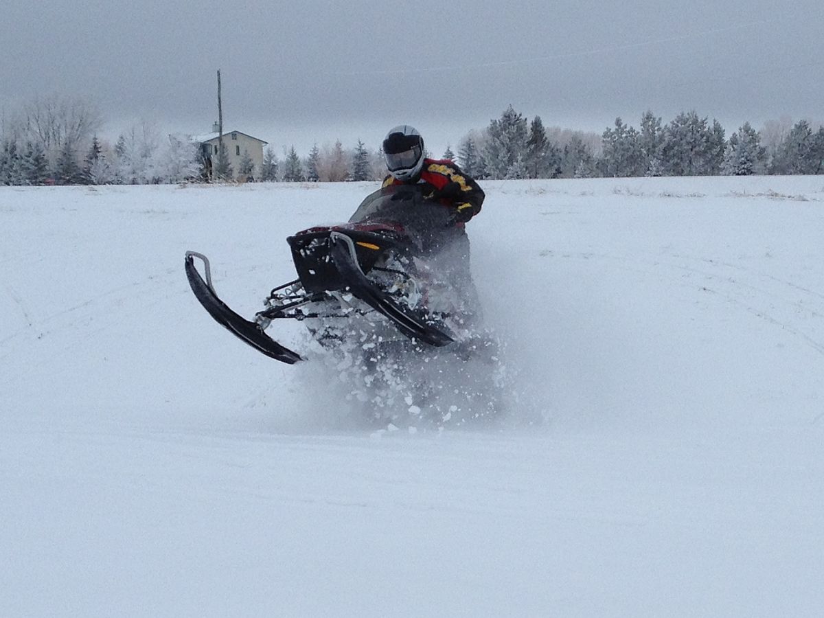 13 year old taking Dad's new sled out for a test run.