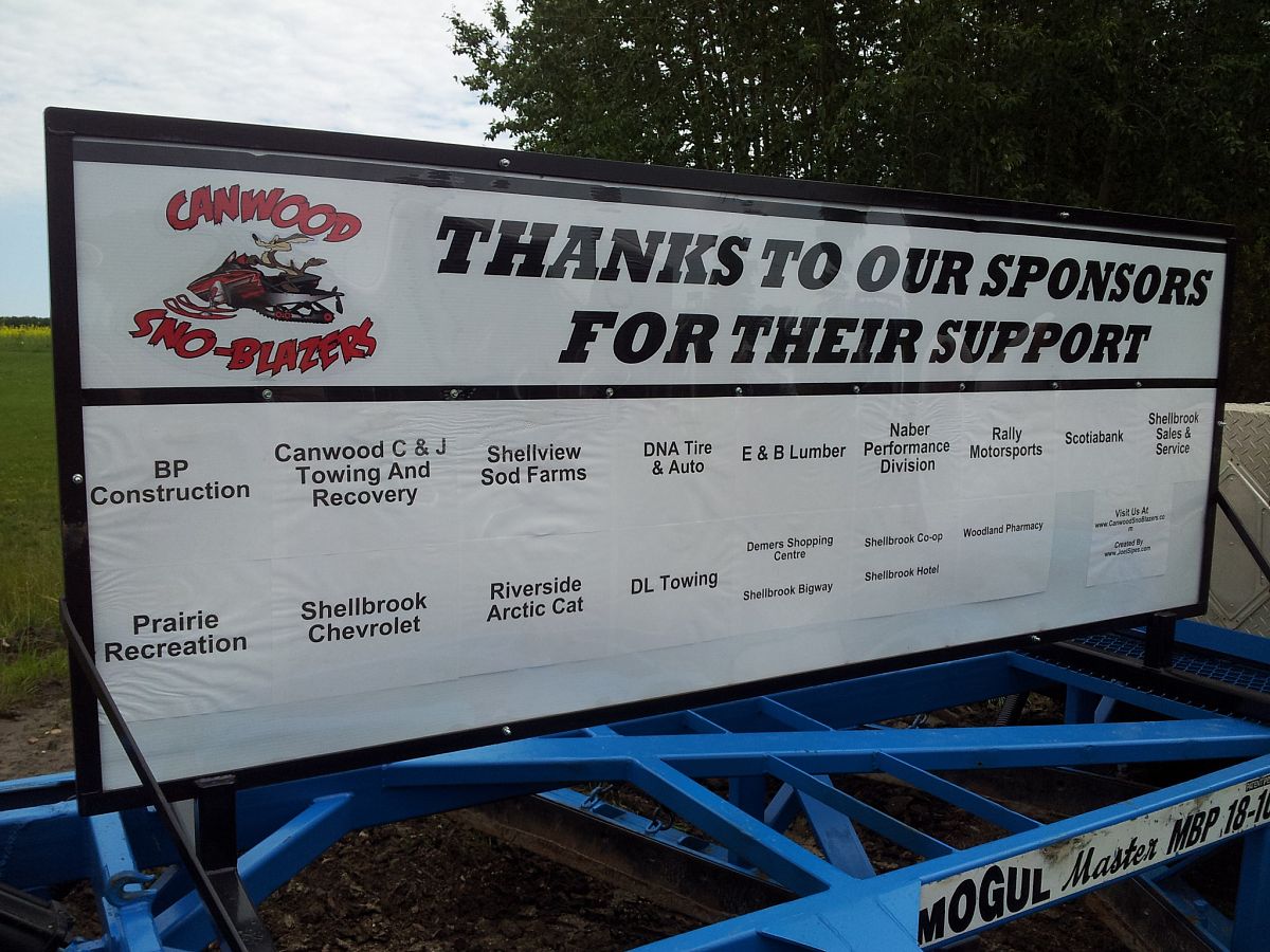 Canwood Sno Blazers Corporate Sponsorship Board-Mounted on Drag