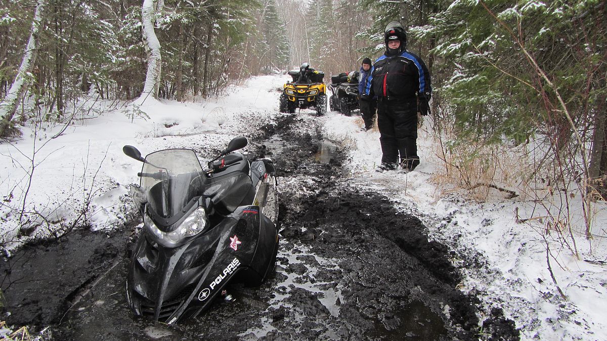 He fell through the ice and needed us to tow him out with our quads.