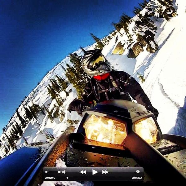 Screen shot of a GoPro video. BC backcountry