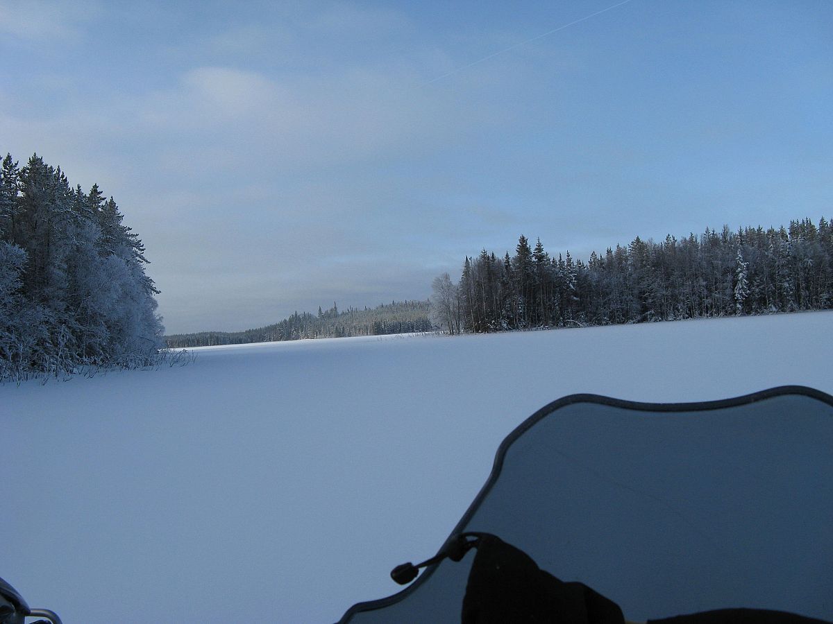 First snowmobile on a Northern Saskaychewan lake