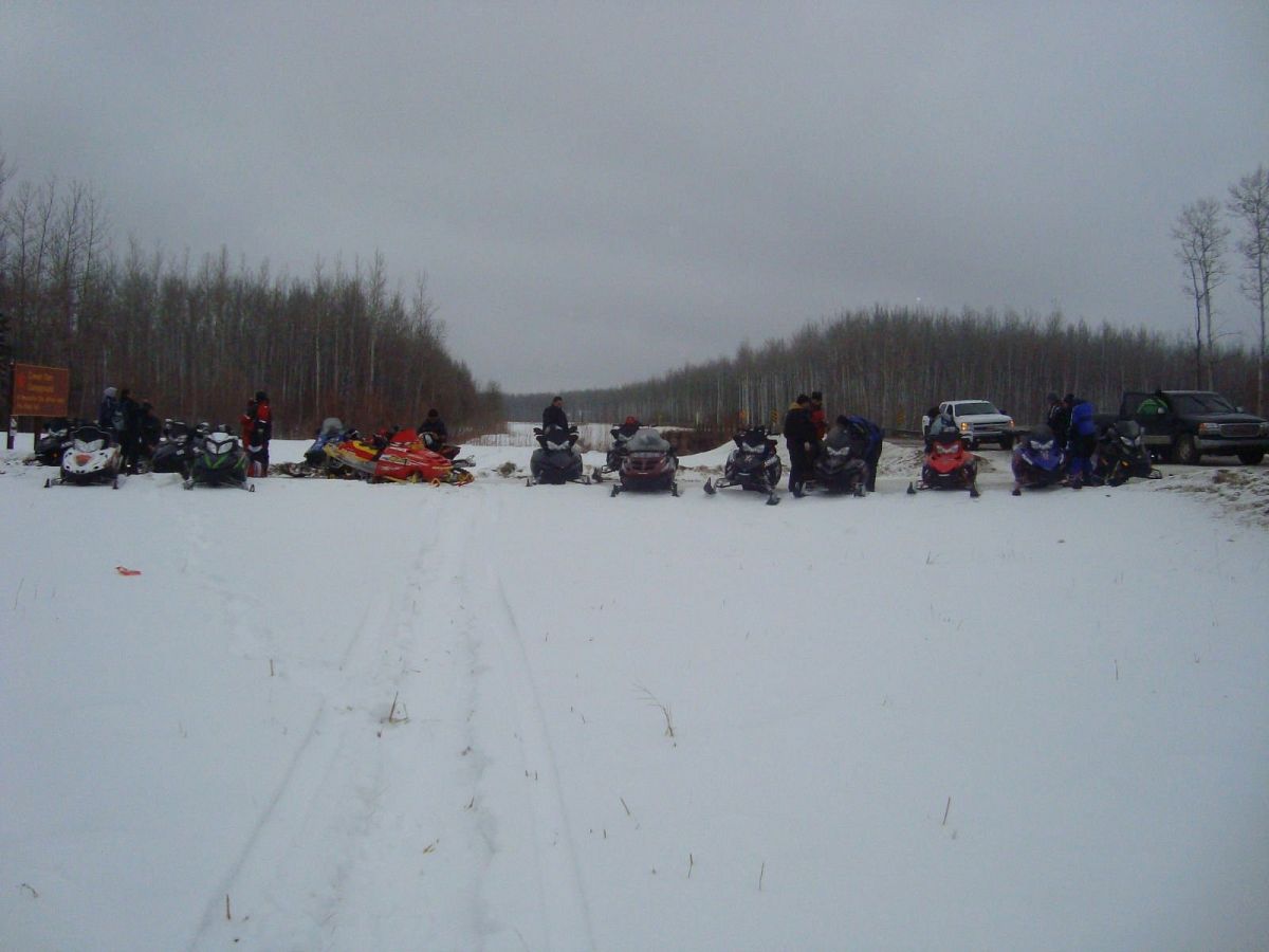 Snow Mobile Cavalcade that sleds from beauval SK, to Prince Albert SK, every february 