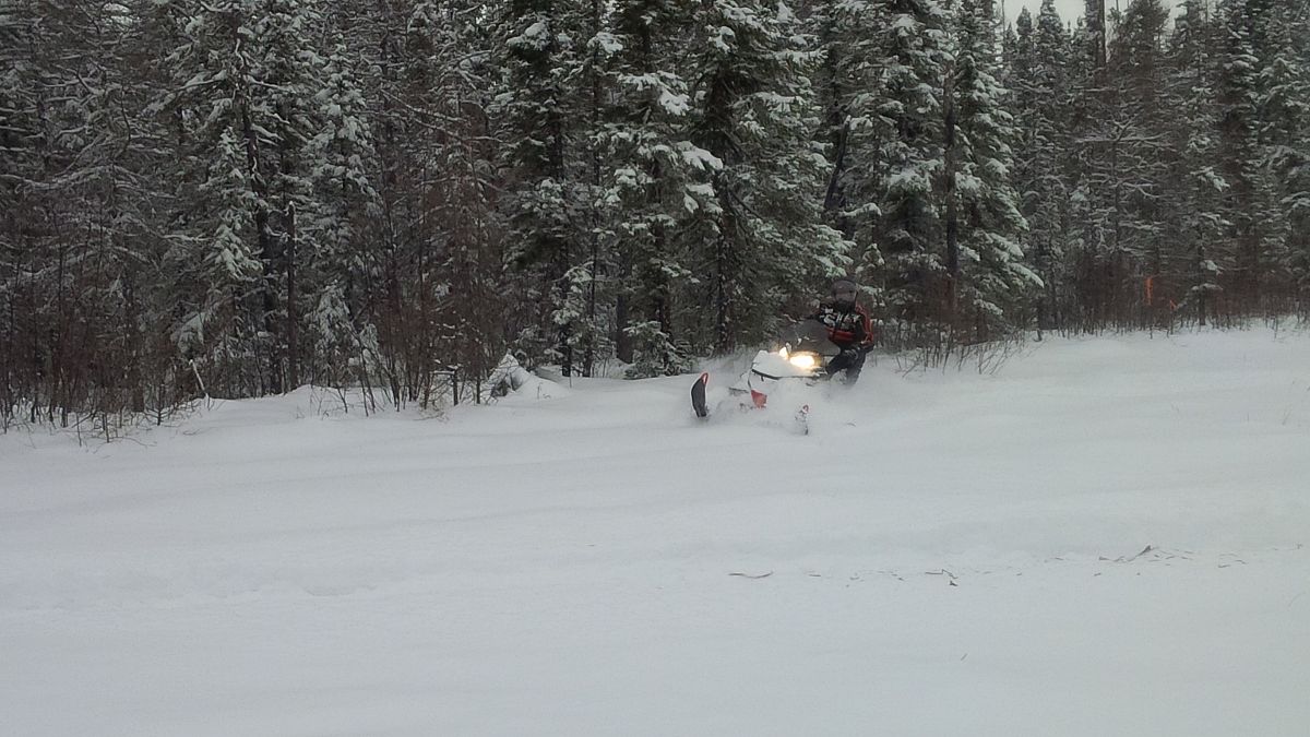 Marcel Dalpe Taking Advantage of some fresh powder north of Ruby Lake Hudson Bay 