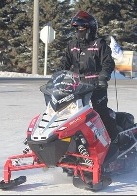 Prairie Women on snowmobiles! Riding for the cure ????
