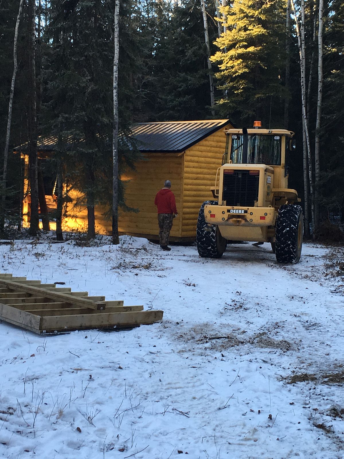 moving the new bay lake shelter into place